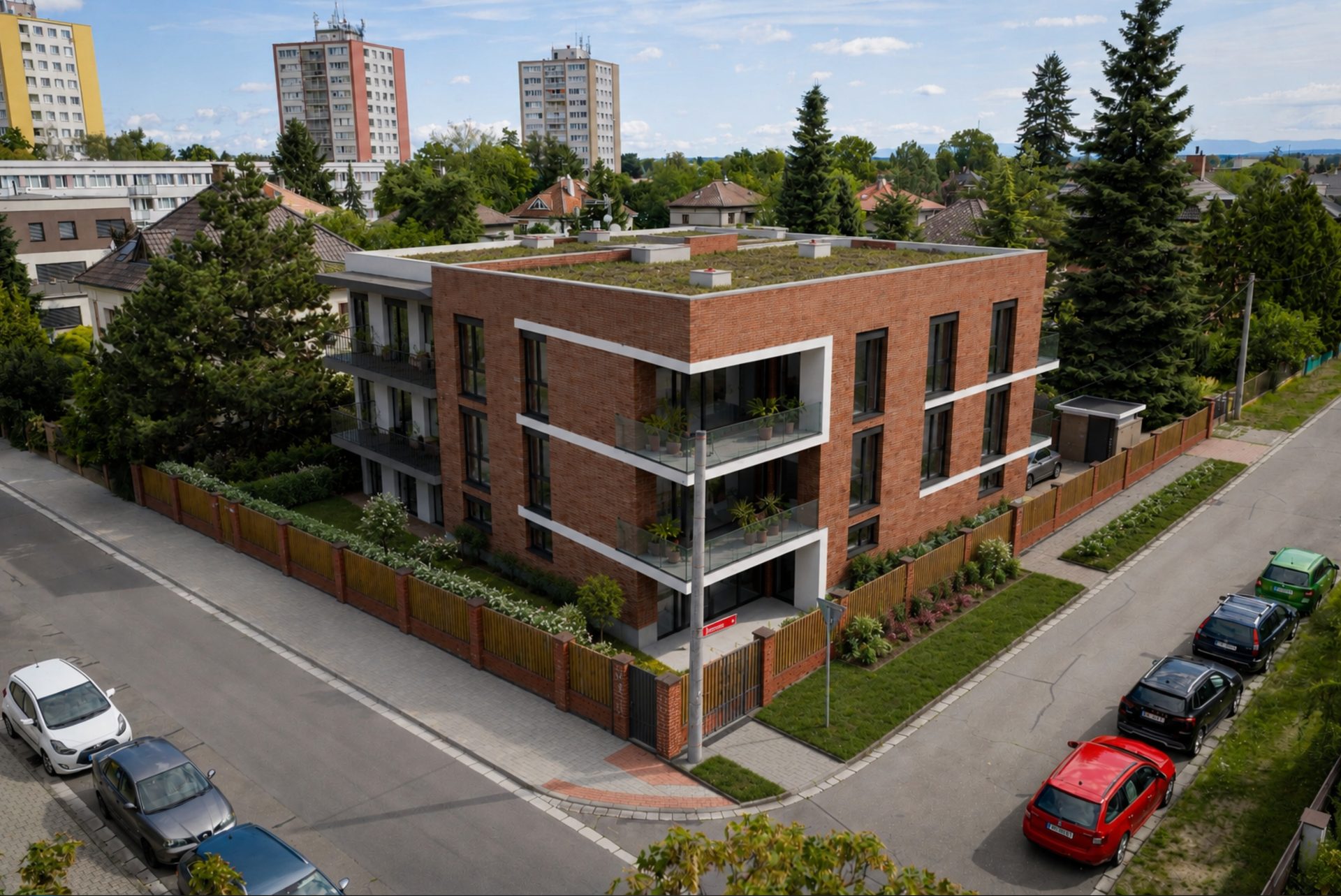 Vizualizace developerského projektu Rezidence Malšovice — bytový dům pro 11 bytů v Hradci Králové podle architektonické studie