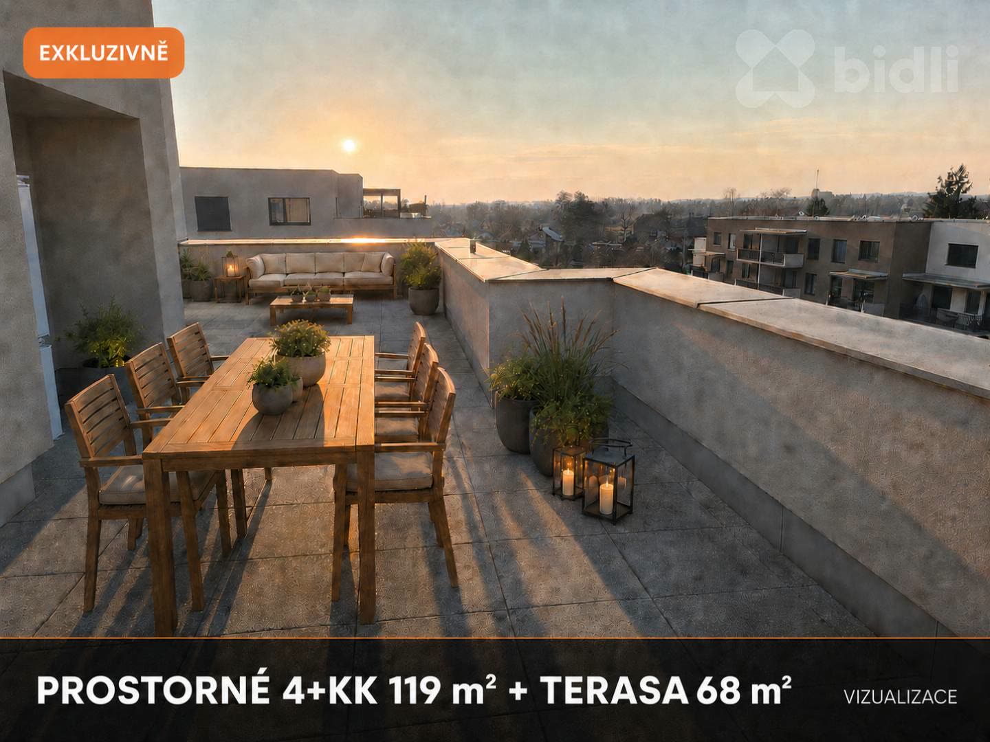 Byt 4+kk s terasou 68 m² v projektu Farářství, Hradec Králové